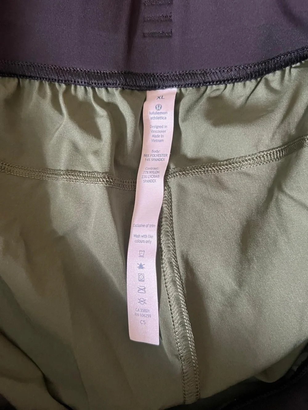 lululemon athletica Olive Green Jogger Shorts with Black Waistband